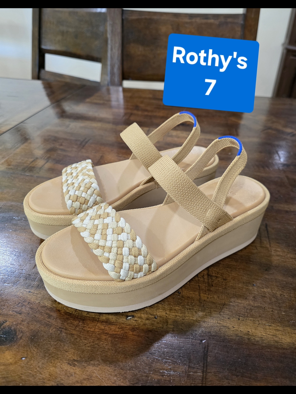 Rothy's Women's Tan Braided Platform Sandals - Size 7